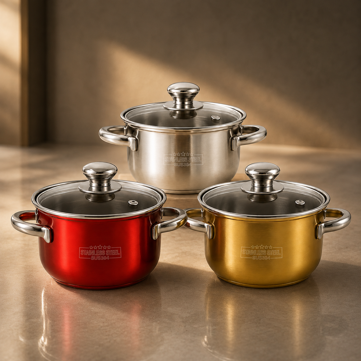 Set periuk kecil stainless steel bertindih