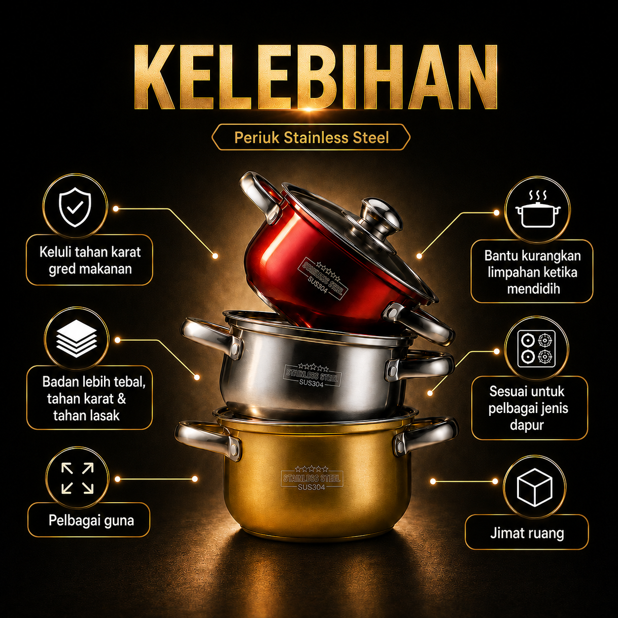 Periuk kecil dengan penutup kaca